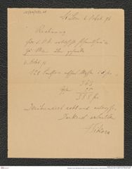 Nachlass Franz Steindachner, Brief von Franz Sikora an das k.k. naturhistorische Hofmuseum (06.10.1896), Inv.Nr. 482.08, Seite 1